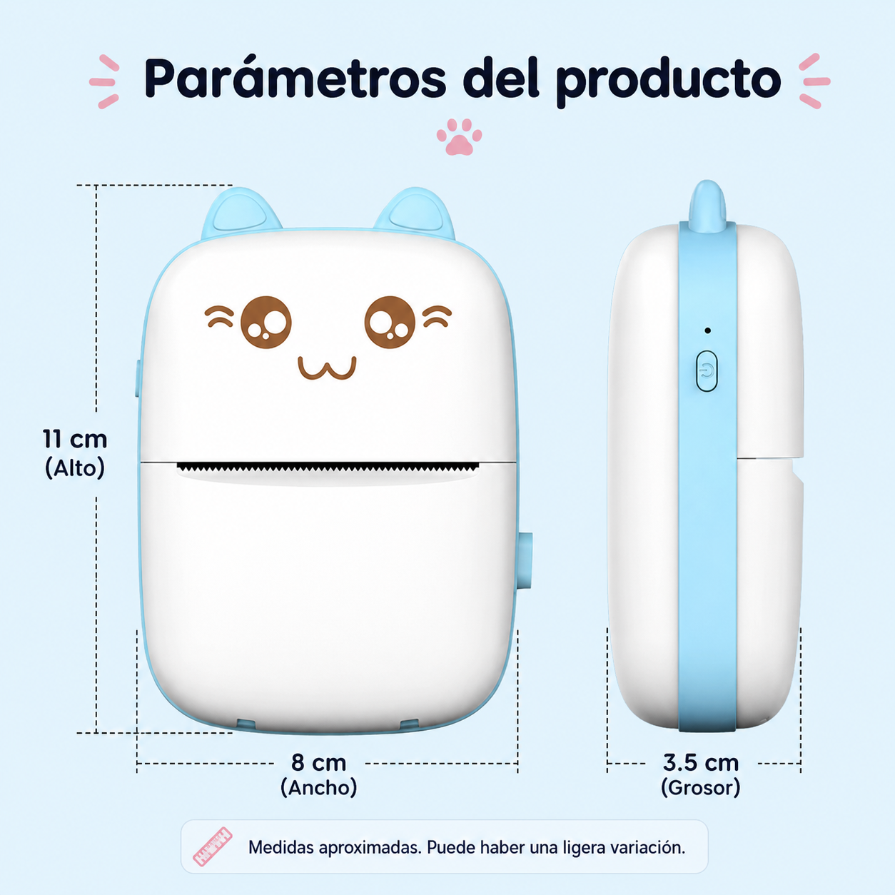MINI IMPRESORA TÉRMICA PORTÁTIL BLUETOOTH – SIN TINTA PARA FOTOS, NOTAS Y ETIQUETAS 🐱🖨️✨