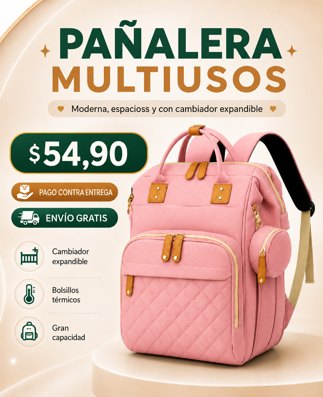 Bolso Pañalera Multiusos Con Cuna Portátil 💼👶