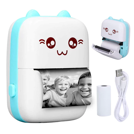 MINI IMPRESORA TÉRMICA PORTÁTIL BLUETOOTH – SIN TINTA PARA FOTOS, NOTAS Y ETIQUETAS 🐱🖨️✨